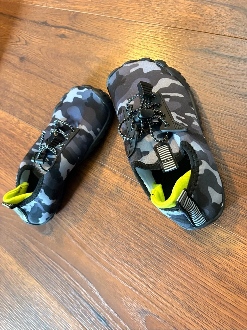 Amazon Kids Camouflage Water Shoes - Black, Gray with Lime Accent